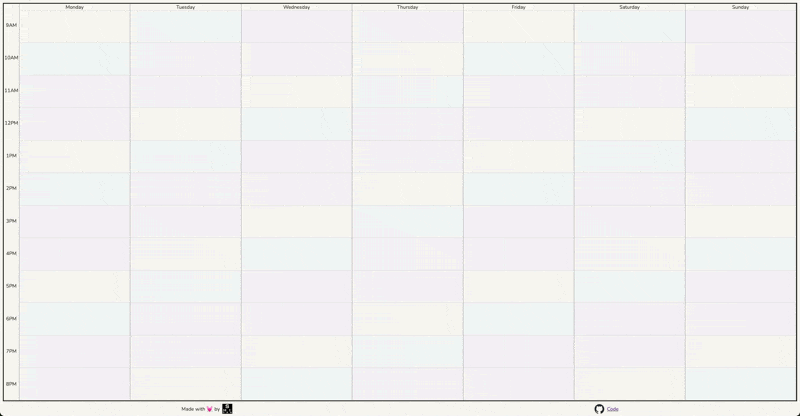 Timetable grid changing colours with a page refresh
