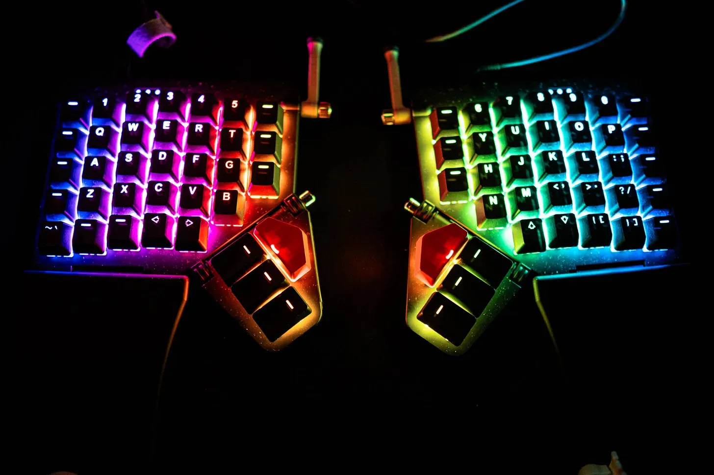 A split keyboard that is lite with RGB