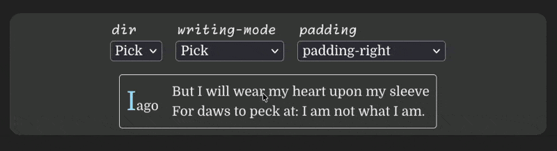 Quote by Iago, user changes language direction and the padding is in the wrong place; this is fixed once the user selects the correct logical property for padding