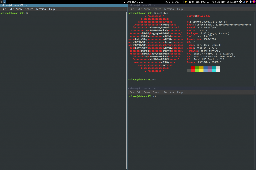 Screenshot of a deskstop showing i3