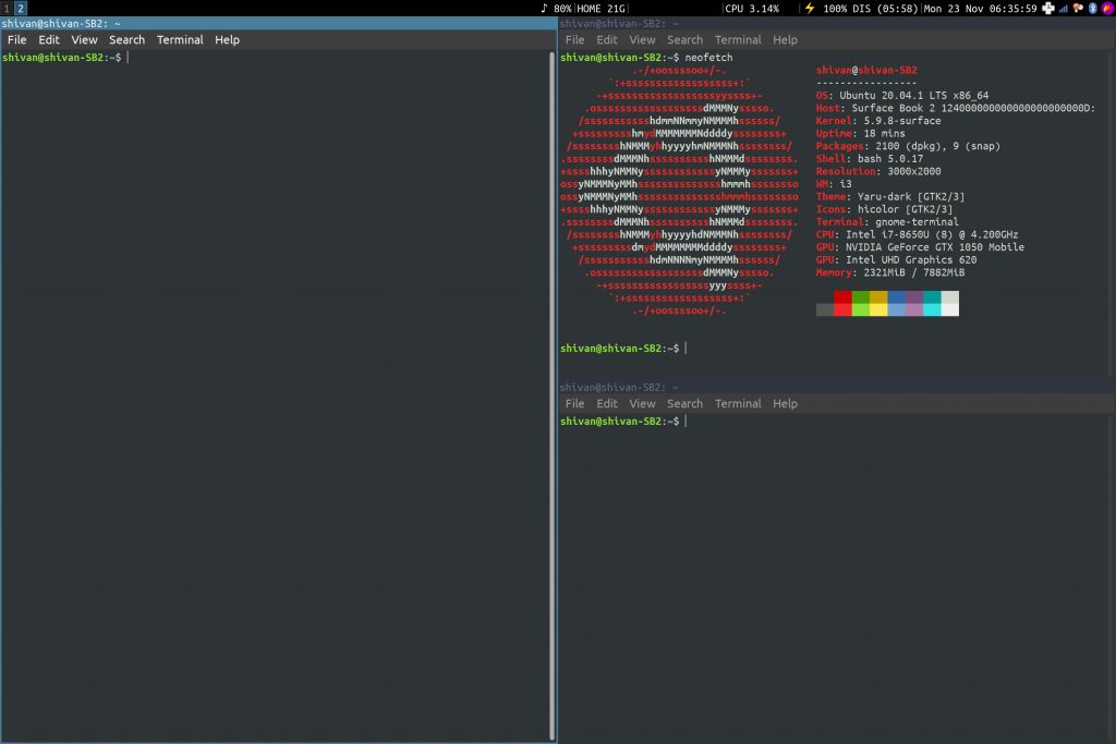 Screenshot of a deskstop showing i3
