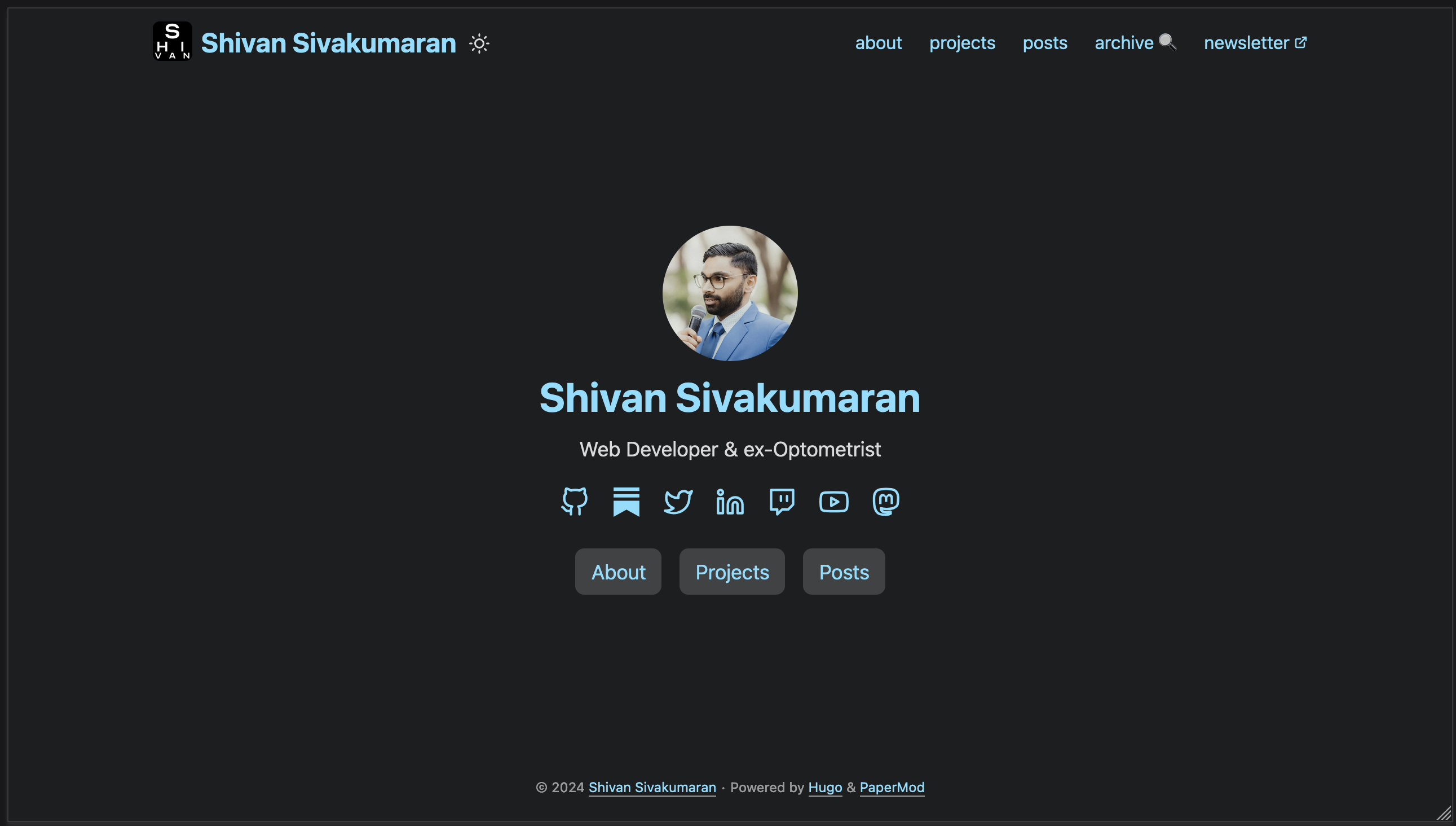 Screenshot of old look of the current webpage