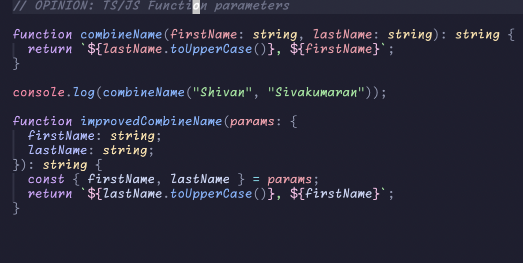 Screenshot of code with a function with positional arguments vs keyword
