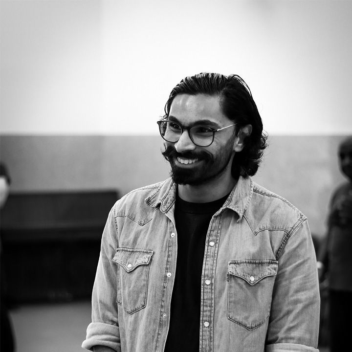 Smiling male in black and white