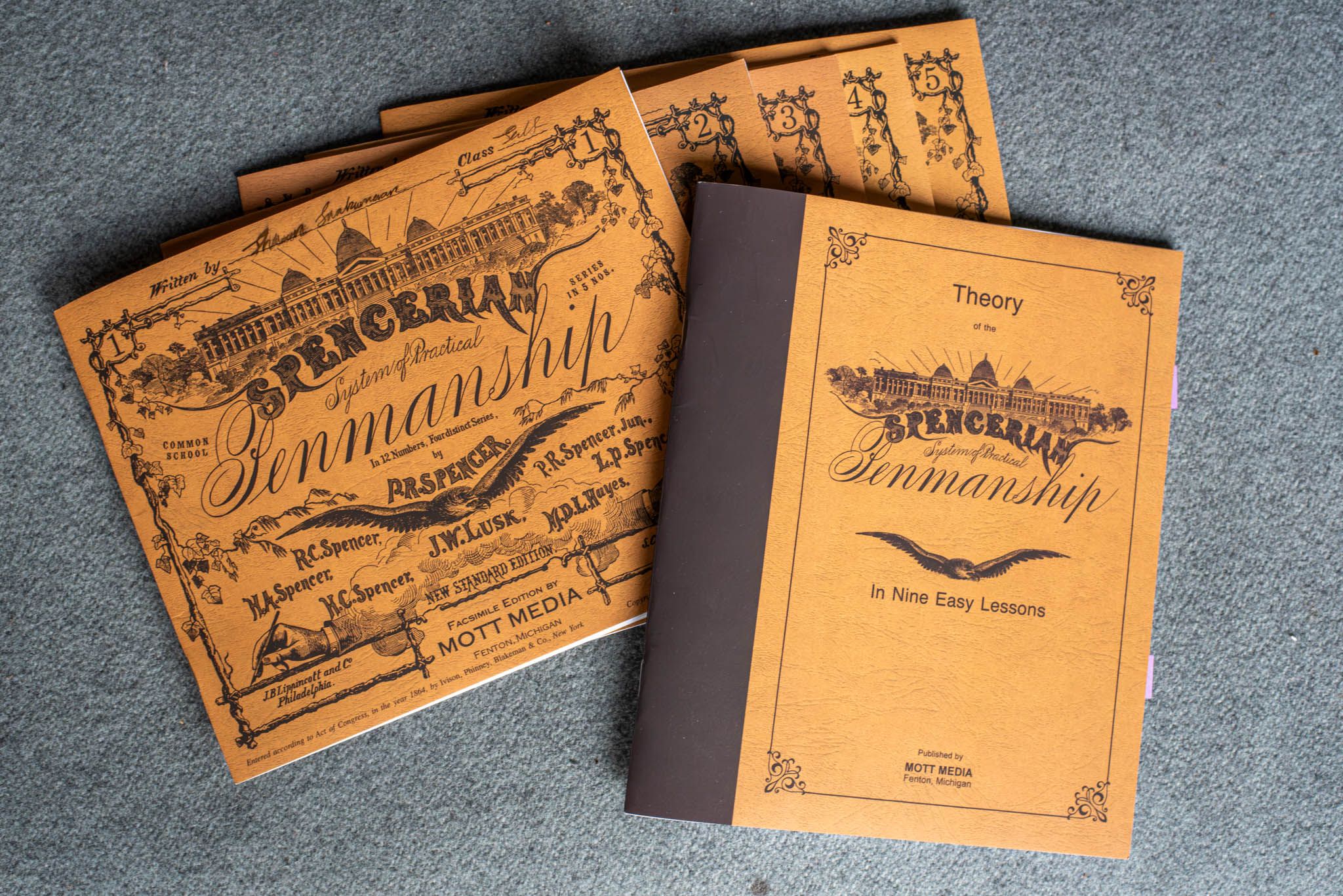 Collection of books that are related to spencerian script