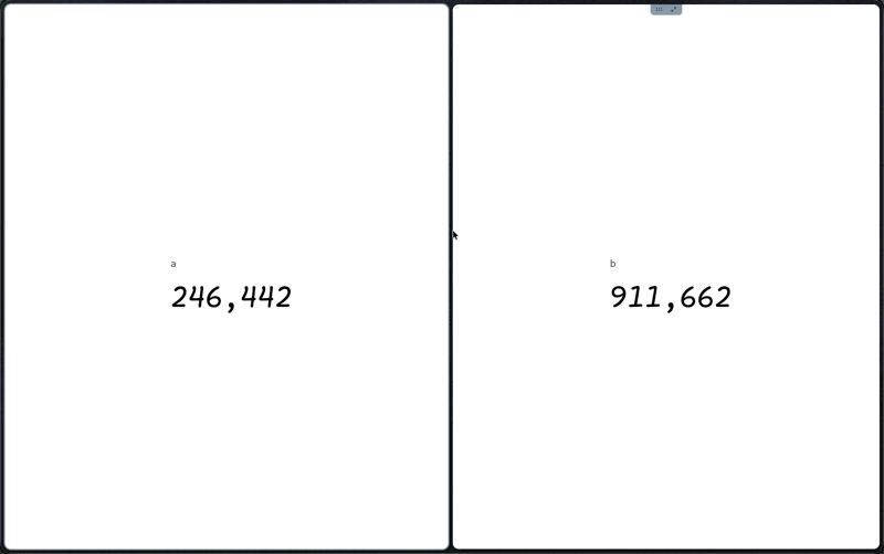 Two sets of numbers are constantly changing