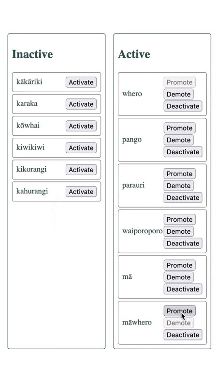 Buttons are clicked and a loader is displayed, followed by the cards moving to a location