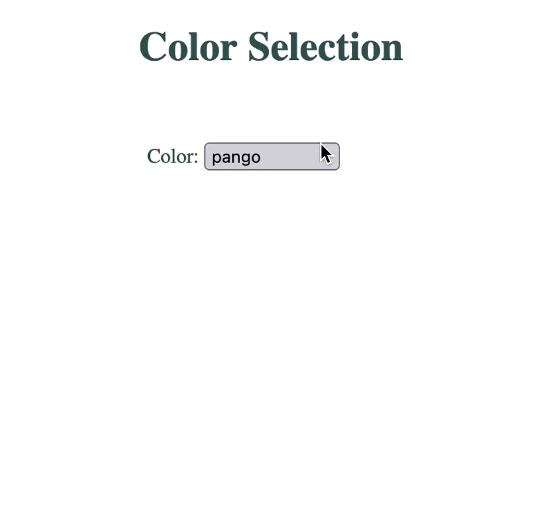 A header of 'color' with a select box showing colours in Te Reo Māori